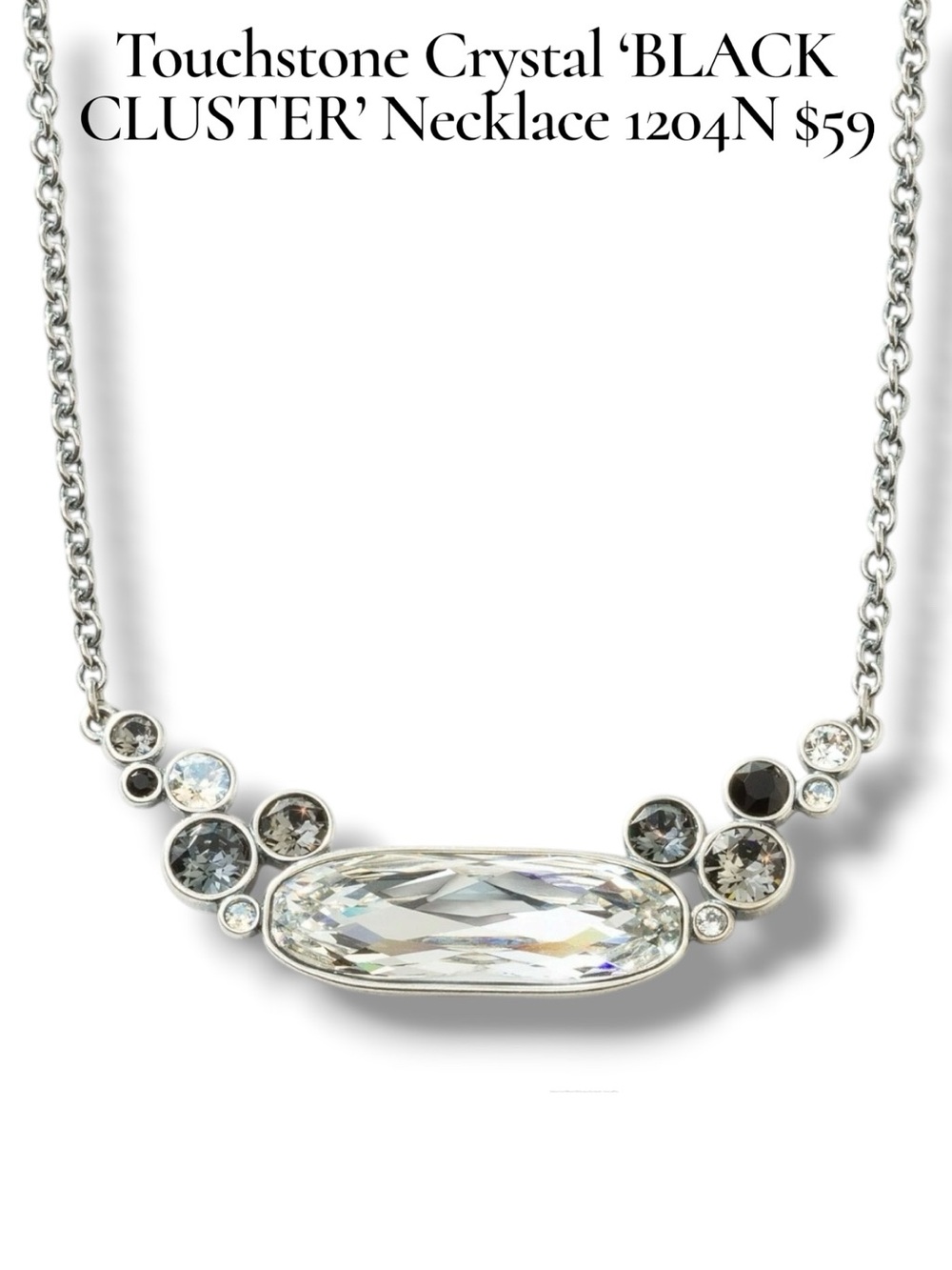 Black Cluster Necklace Touchstone Crystal Swarovski BNIB 1204N BNIB